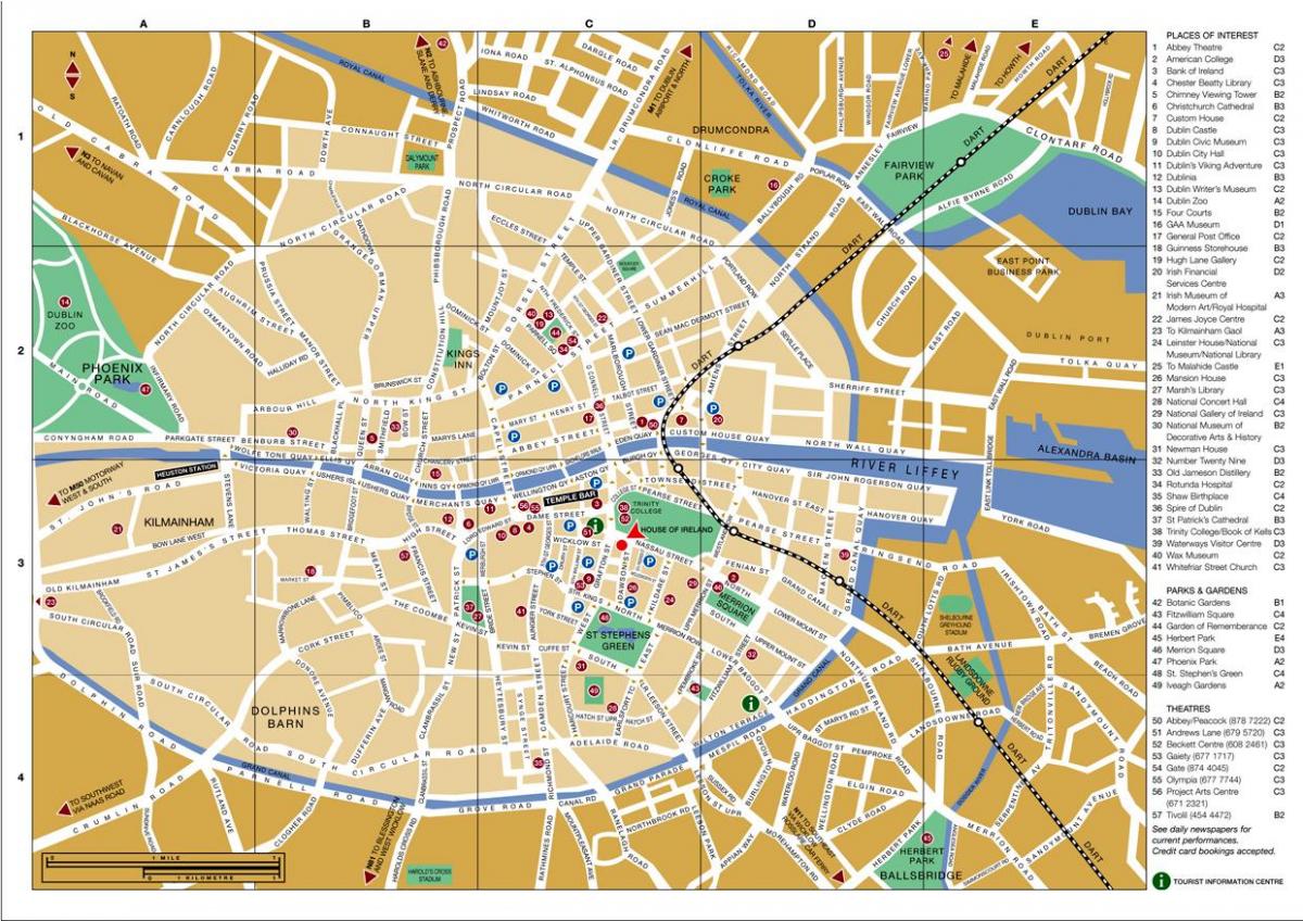 mapa de Dublín, centro da cidade