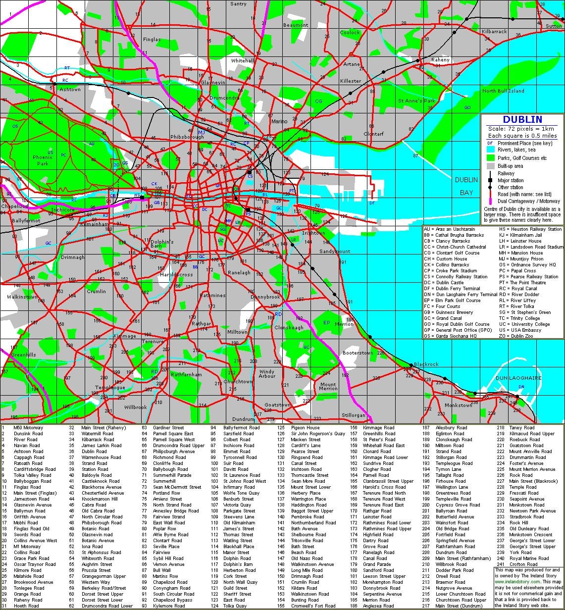 rúa mapa de Dublín