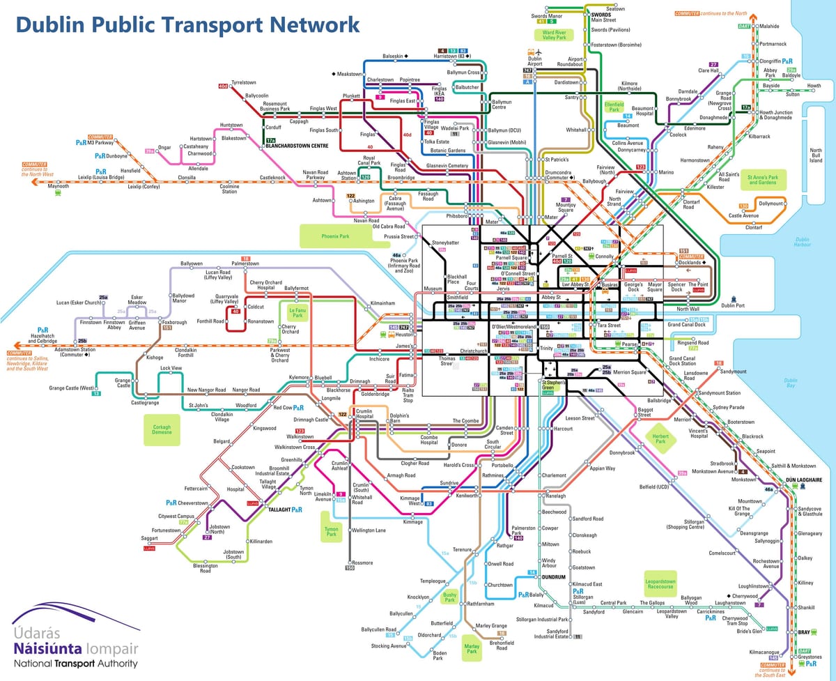 Dublín 747 autobús mapa