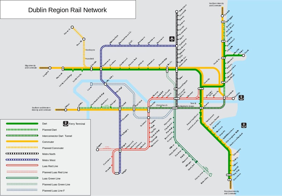 Dublín estacións ferroviarias mapa