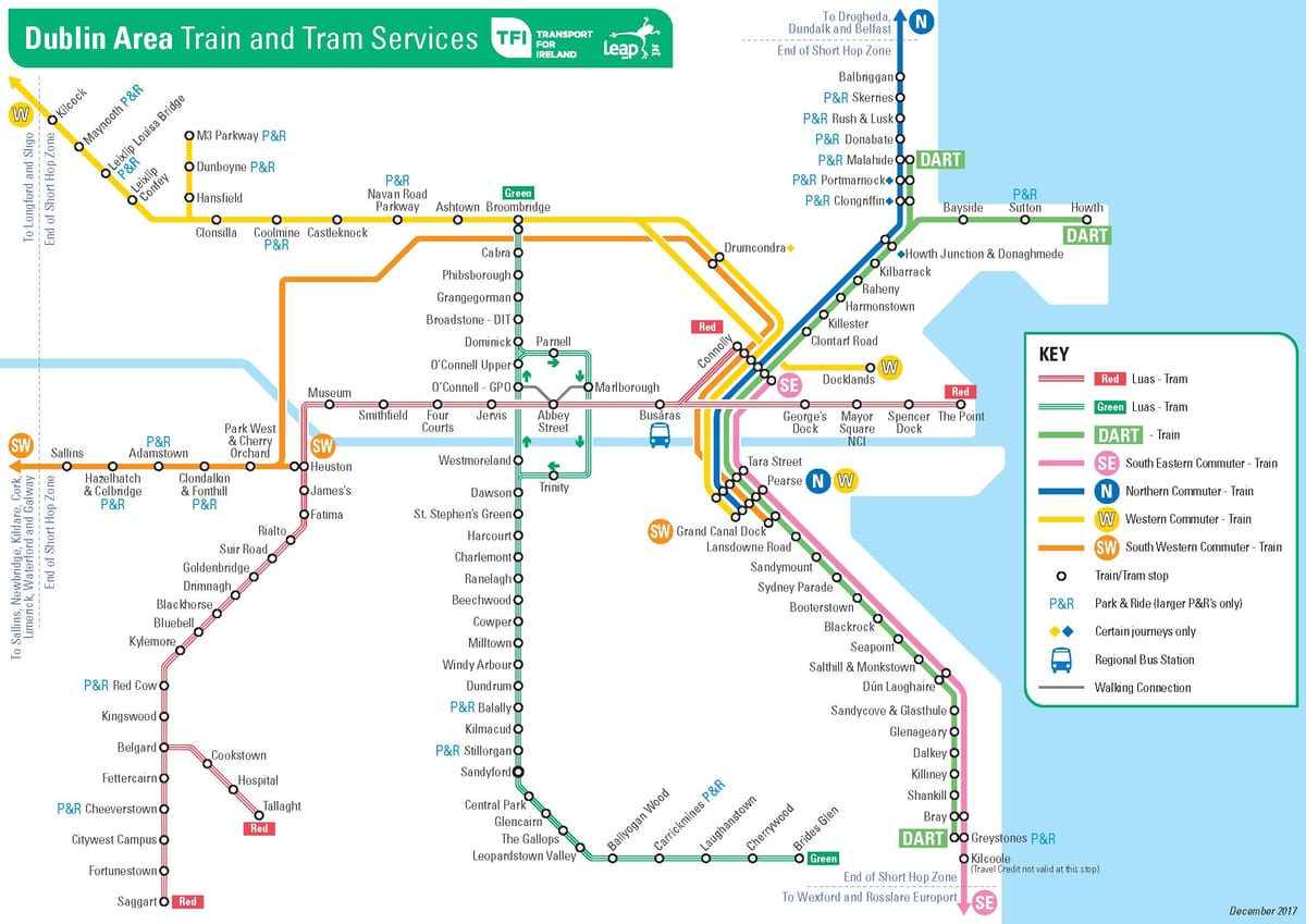 tranvía de Dublín mapa