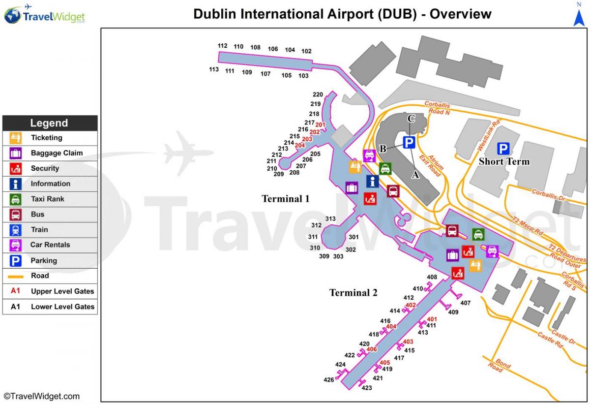 mapa do aeroporto de Dublín