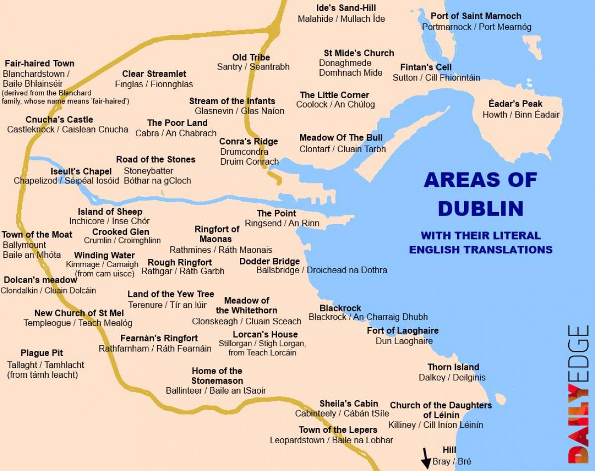 mapa de Dublín suburbios