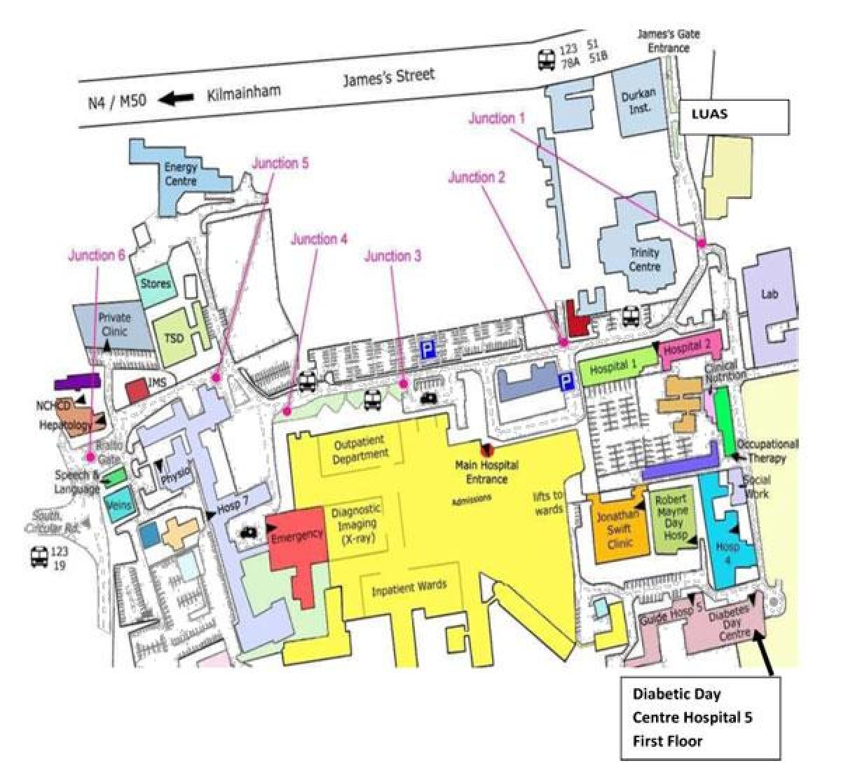 St James hospital Dublín mapa