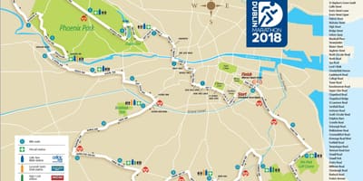 Cidade de dublín maratón mapa da ruta