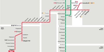 Mapa de Luas liña verde
